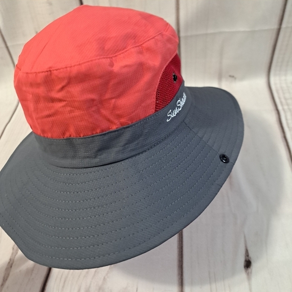 SunShade Coral and Gray Wide Brim Hat - Picture 5 of 6